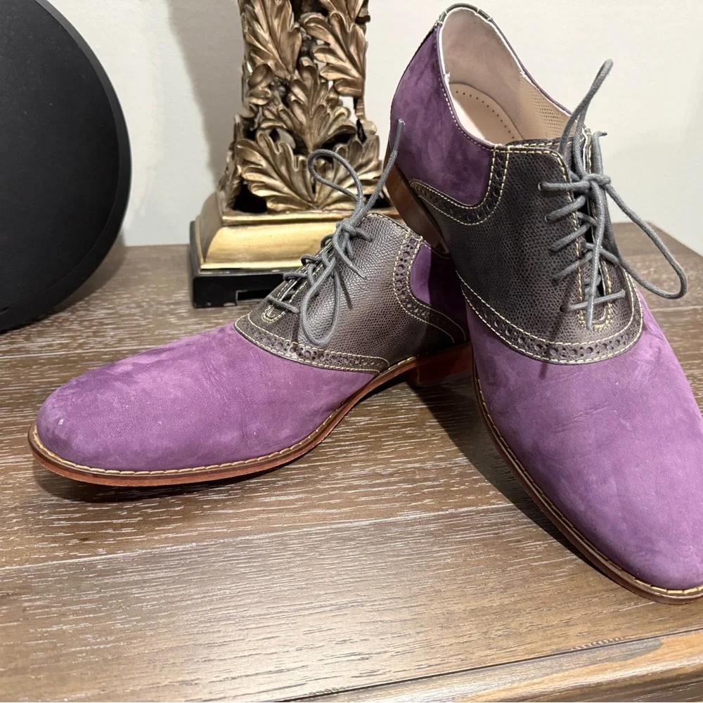Size 12 Elegant & Unique Purple and Gray Men's Cole Haan Shoes - Picture 2 of 7